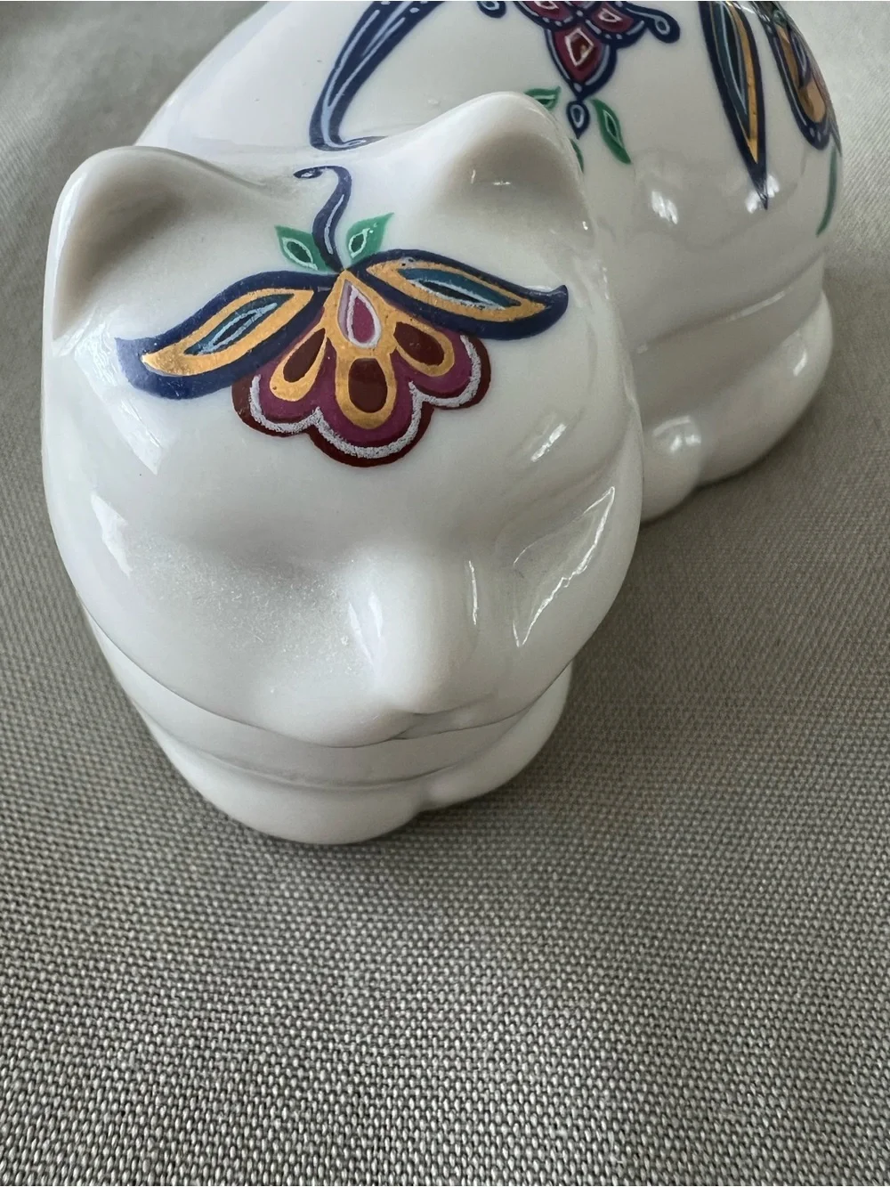 Vintage Byzantium Elizabeth Arden Sleeping Kitty Cat ceramic Trinket Box Japan - Picture 5 of 7